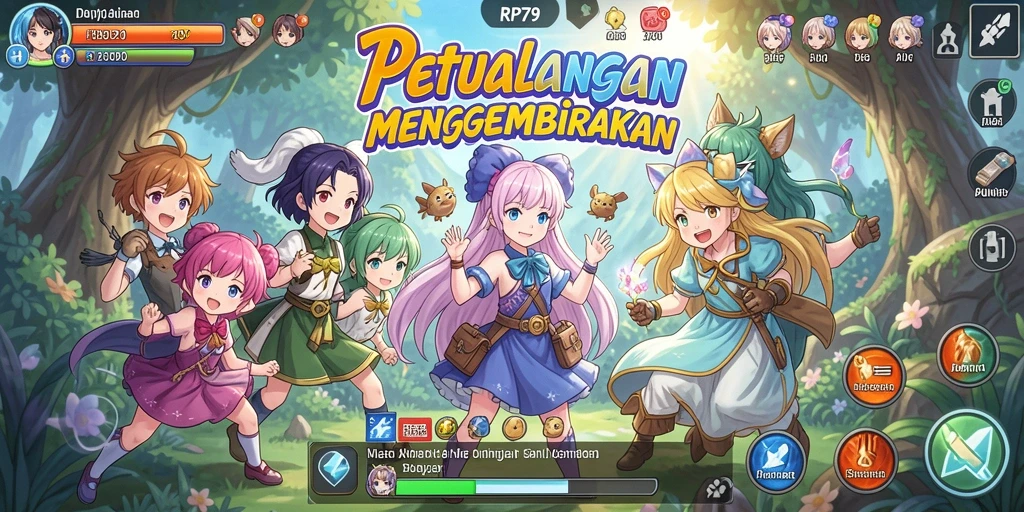 Tampilan menarik dari gameplay RP79 yang penuh aksi anime.
