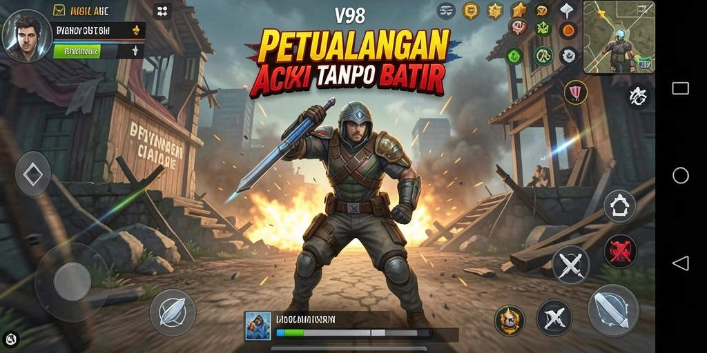 Tampilan gameplay V98 yang penuh aksi dan seru.