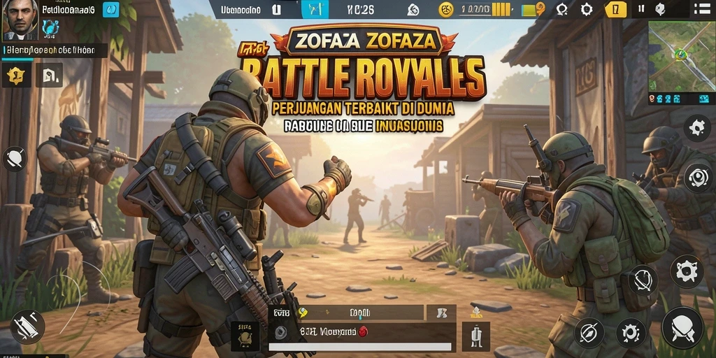 Tampilan gameplay mendebarkan dari ZOFAZA dalam pertempuran Battle Royale.